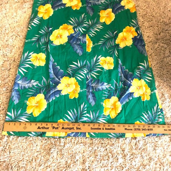 Paradise Hawaii Womens L Cotton MuMu Vtg Sleeveless Pocket Green - Picture 7 of 7